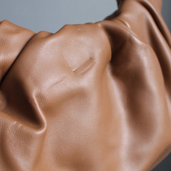 Brown Shoulder Pouch Minimalist Slouch Faux Leather Hand-Bag Purse - Picture 6 of 6